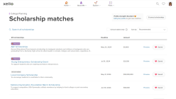 scholarships landing page in xello